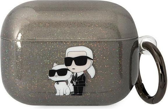 Produktbild Karl Lagerfeld KLAPHNKCTGK Airpods Pro cover black/black Gliter Karl&Choupette (Kopfhörer Tasche)