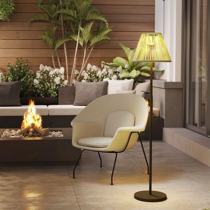 Actual product image Swisshandel24 Stehlampe Rattan Solarlampen mit Lichtsensor Boho-Stil IP44 Ø33x135 cm (15 lm, IP44)