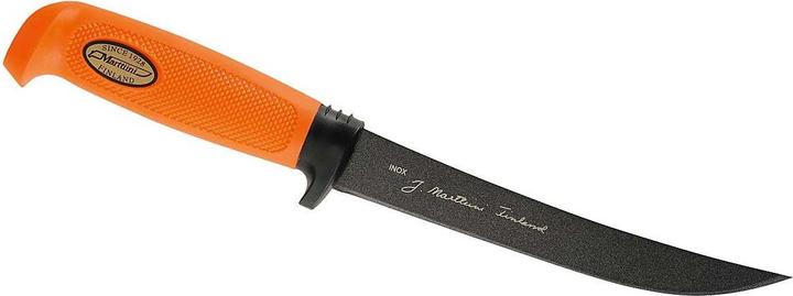 Marttiini Hunting knife, stainless, Martef coating, orange plastic handle, sheath with Du
