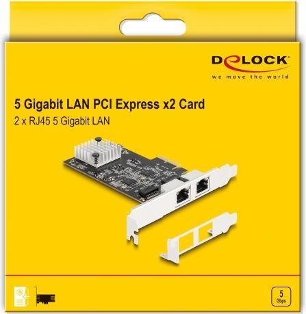 Produktbild Delock PCI Express x2 Karte zu 2 x RJ45 5 Gigabit LAN RTL812 (PCI Express 3.0)