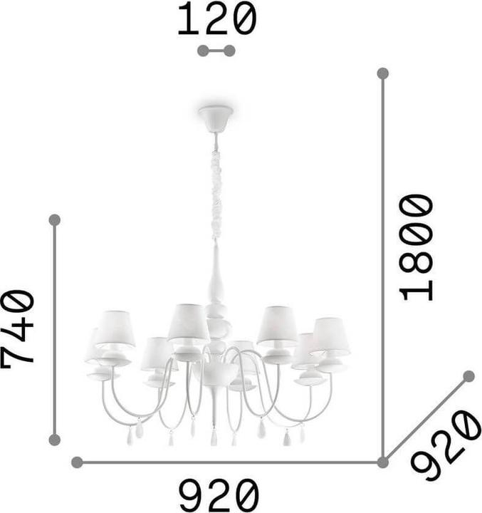 Actual product image Ideal lux BLANCHE pendant light E14 8-way ⌀920mm dimmable white 035574 (E14)