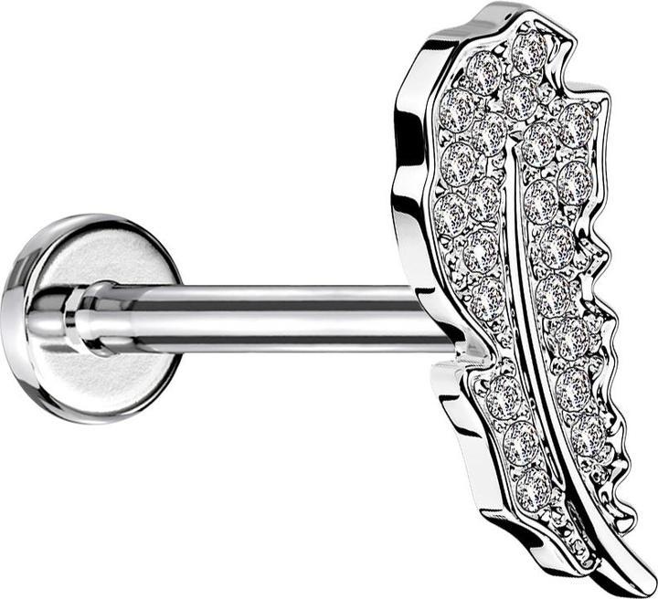 Produktbild Star Piercing Micro Labret Innengewinde silber Blatt Kristalle silber (Chirurgenstahl 316L, Messing)