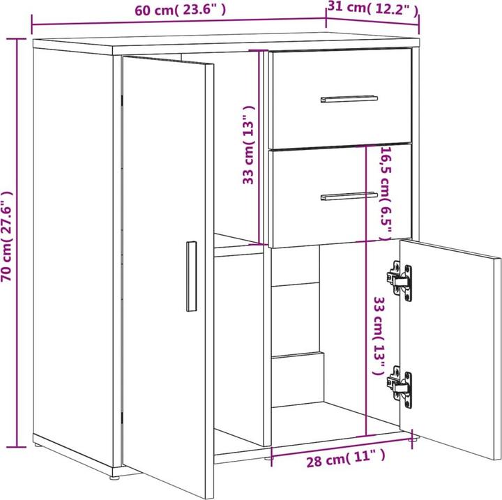 Produktbild VidaXL Sideboard Eiche-Optik (60 x 31 x 70 cm)