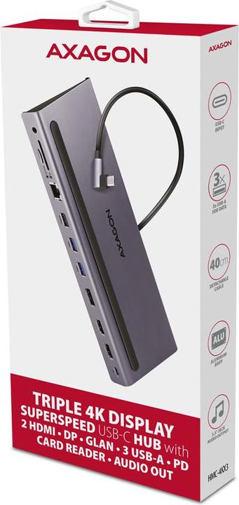 Produktbild Axagon HMC-4KX3 (USB-C, 11 Ports)