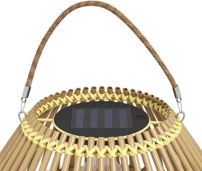 Immagine prodotto Swisshandel24 Lampada solare, lampada da giardino in rattan, lampada solare impermeabile con sensore di luce (15 lm, IP44)