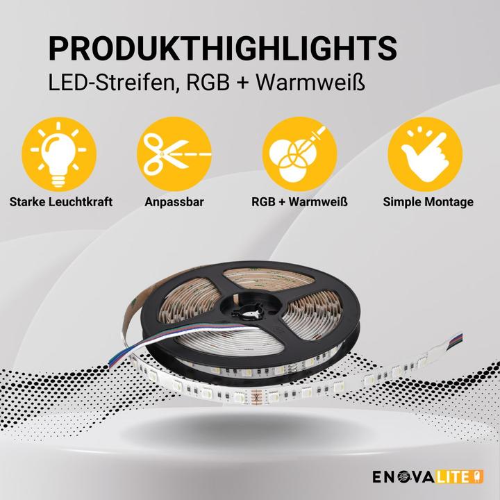 Immagine prodotto Enovalite Strisce LED (Bianco caldo, 500 cm, Interno, Esterno)