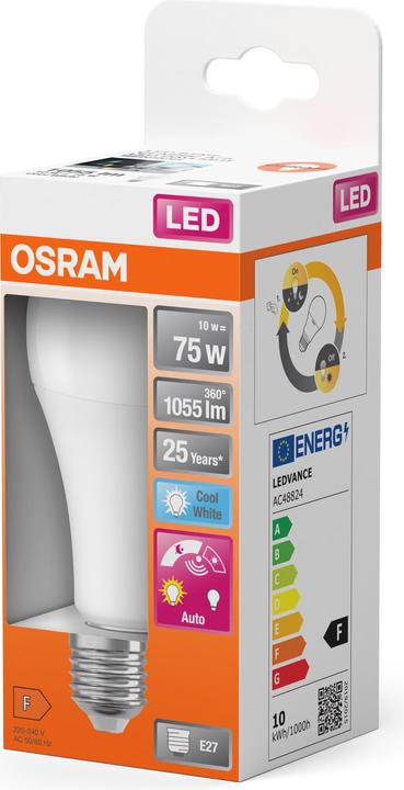 Actual product image Osram LED DAYLIGHT SENSOR CLASSIC A 10W 840 Frosted E27 (E27, 10 W, 1055 lm, 4 x, A)