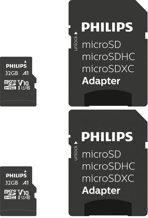 Produktbild Philips MicroSDHC 2-Pack 32GB Class 10 UHS-I U1 incl. Adapter (32 GB, microSDHC, U1, UHS-I)