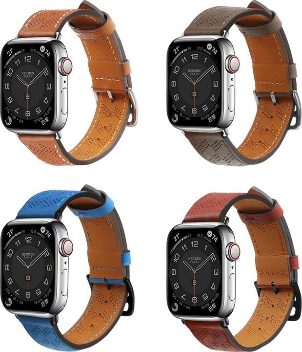 Produktbild Hurtel Armband Leder Lederarmband für Apple Watch Ultra, SE, 8, 7, 6, 5, 4, 3, 2, 1 (49, 45, 44, 42 mm) Ban (45 mm, 44 mm, 42 mm, 49 mm, Echtes Leder)