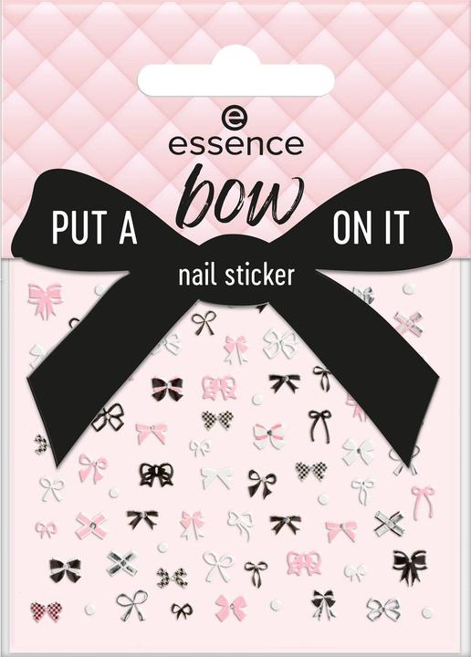 essence Nagelsticker Put a bow on it (Nagelkleber, Schwarz, Weiss, Rosa)