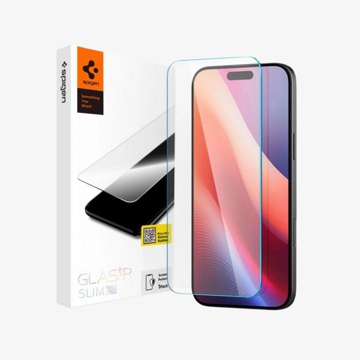 Produktbild Spigen Glas.tR Slim HD (1 Stück, Apple iPhone 15 Plus, Apple iPhone 16 Plus)