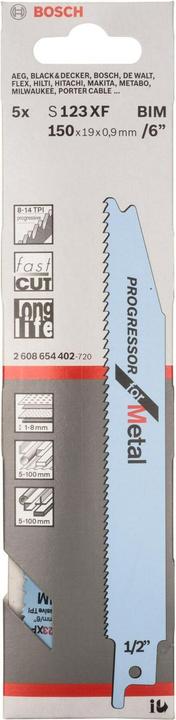 Produktbild Bosch Professional Zubehör Säbelsägeblatt S 123 XF Progressor for Metal, 5er-Pack
