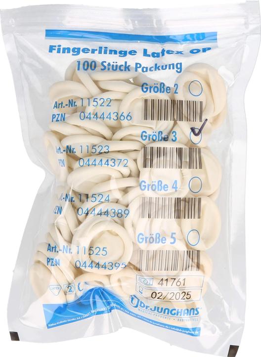 Produktbild Dr. Junghans Fingerlinge Latex Grösse 3 puderfrei 100 Stück (3)