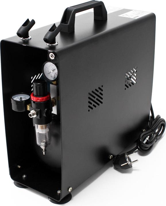 Produktbild Wiltec Airbrush Kompressor AF196AW Lufttank 2 Zylinder Kolben 6 bar 2 Stufenschalter (4 Bar, 3 l)