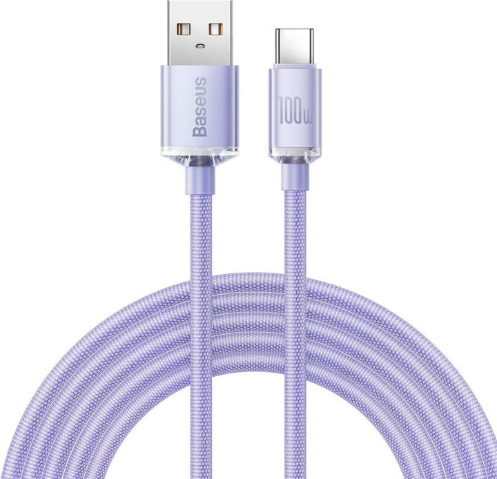 Produktbild Baseus Crystal Shine Series Fast Charging Data Cable USB to Type-C 100W 2m Purple (2 m, USB 2.0, 100 W)