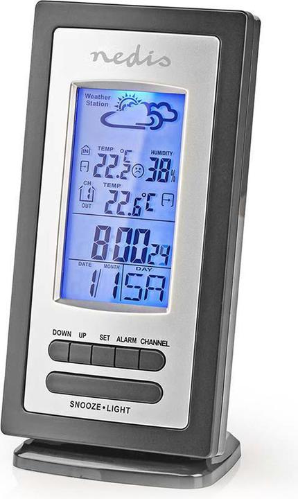 Produktbild Nedis Wetterstation - Alarm - Hygrometer - Aussensensor - Schwarz/Silber