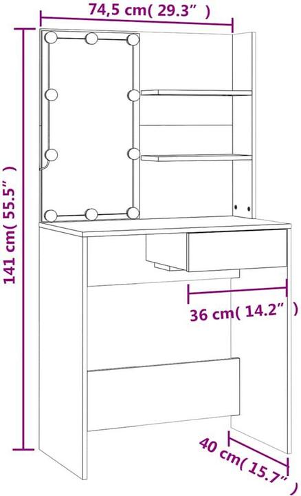 Actual product image VidaXL Daisy (74.5 x 40 x 141 cm)