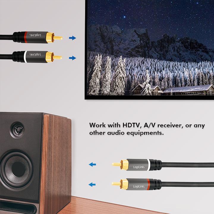 Produktbild LogiLink 2xCinch – 2xCinch (1 m, 3.5mm Klinke (AUX))