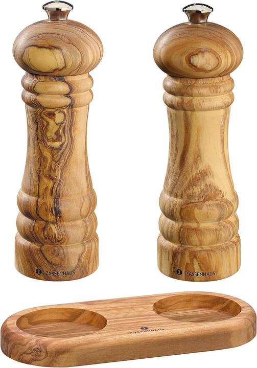 Actual product image Zassenhaus Mill set Berlin olive wood 18 cm incl. coaster (Pepper)