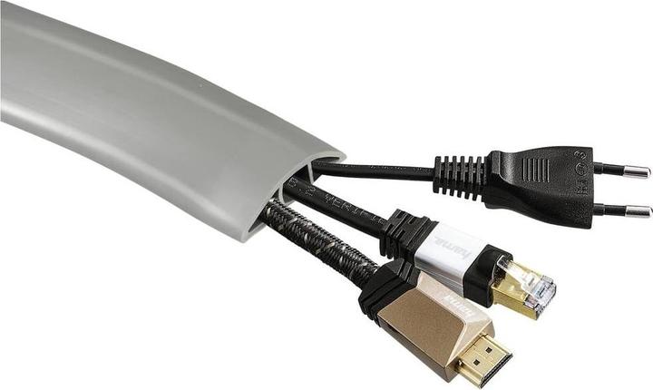 Produktbild Hama Flexibler Kabelkanal, selbstklebend, halbrund, 180 x 6 x 1 cm, PVC, Grau (Kabelkanal, 180 cm)
