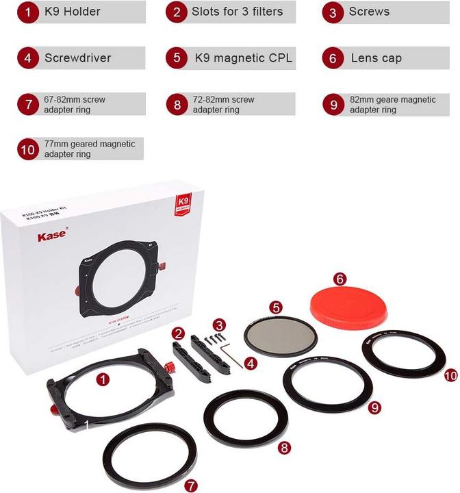Actual product image Kase K100 K9 filter holder set incl. CPL polarising filter for rectangular filters (Polarizing filter)