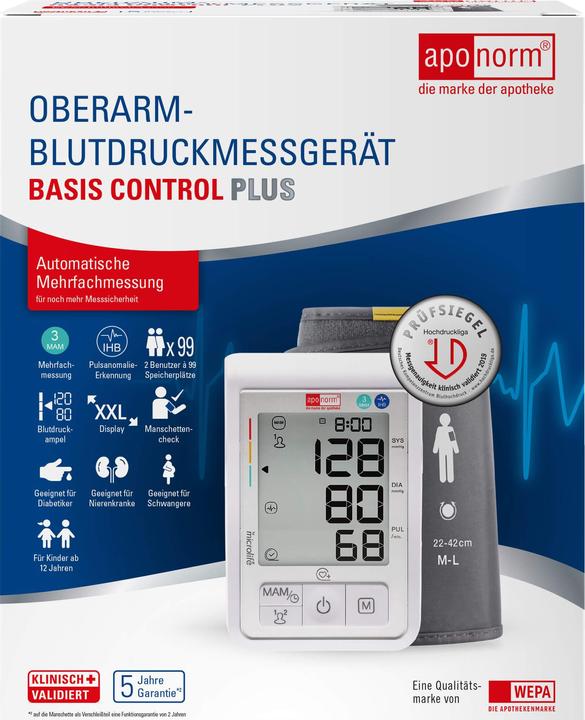 Produktbild Aponorm Bmg Bas C Pl Ober, 1 St (Blutdruckmessgerät Oberarm)