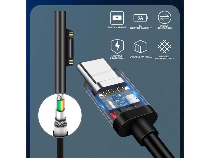Actual product image PowerGuard USB-C to Microsoft Surface cable (1.5m)