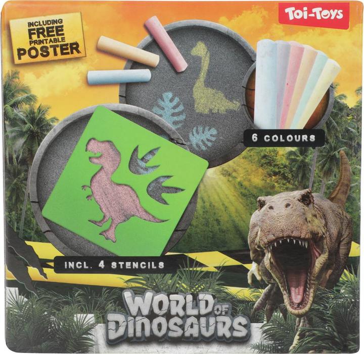 Actual product image Toi-Toys World of Dinosaurs road chalk Dino with templates, 10 pieces.