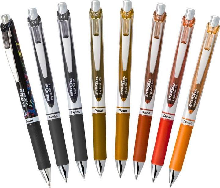 Immagine prodotto Pentel EnerGel Tintenroller (Borgogna, Bronzo, Marrone, Rosso, Arancia, 8 x)