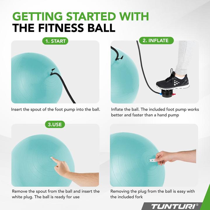 Immagine prodotto Tunturi Gym Ball - Fitnessball reissfest ABS 75 cm Türkis (75 cm)