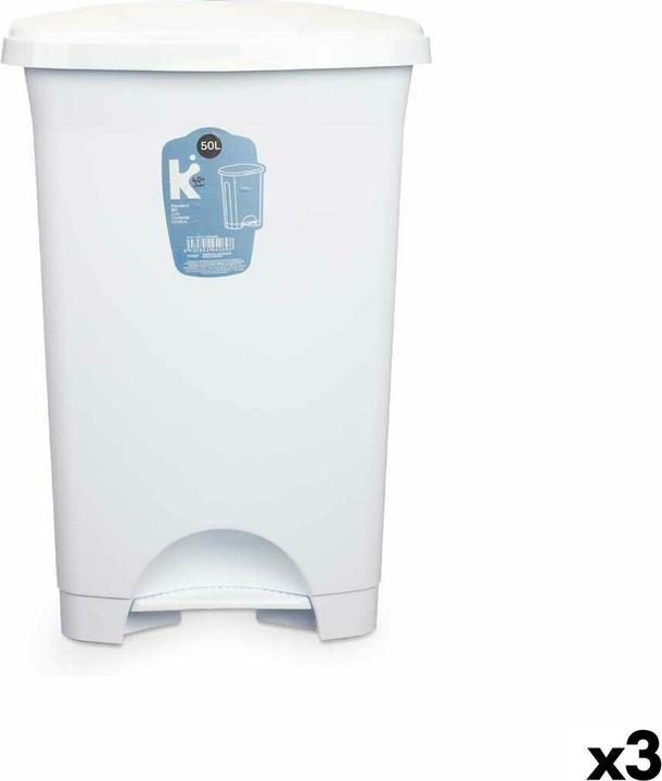 Image du produit Natec Papierkorb mit Pedal Weiss Kunststoff 50 L (3 Stück) (50 l)