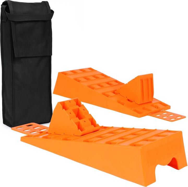 Actual product image Wiltec Caravan Levelling Ramps Set 2 Pieces Integrated Chocks Motorhome Leveller