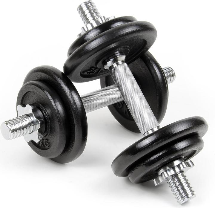 Actual product image Luxtri Dumbbell Set 20kg with 8 Cast Iron Hand Weights and 2 Bars w/Spin-Lock Collar, Carrying Case (4 x 1.25 kg)