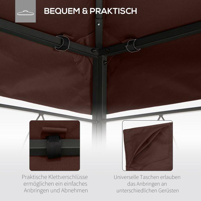 Actual product image Swisshandel24 Replacement roof for gazebo gazebo roof gazebo cover, sun protection polyester coffee 2.93 x 2.93 m (298 cm, 295 cm)
