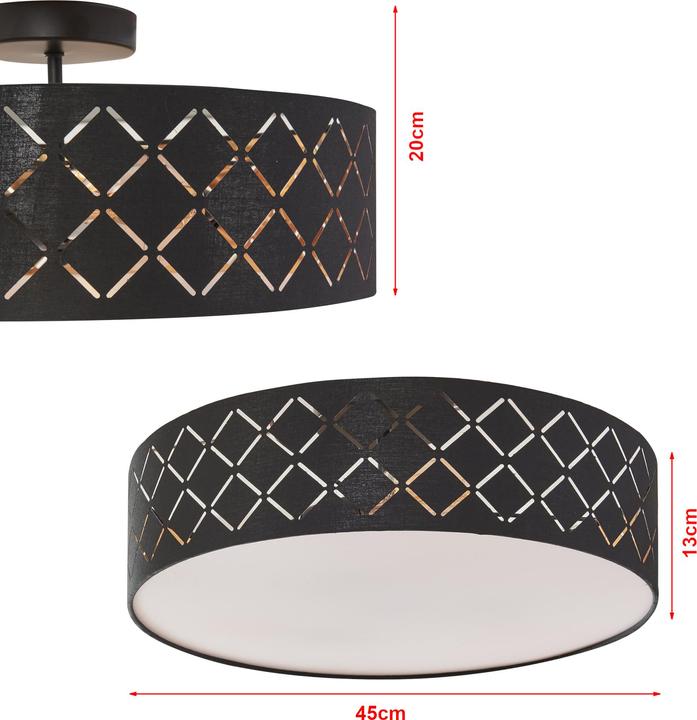 Actual product image Lux.Pro Deckenleuchte Bay Schwarz/Weiss (E27)