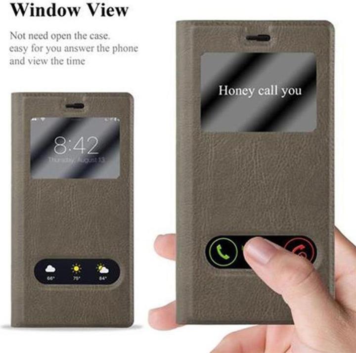 Actual product image Cadorabo Book with View double window cover (Huawei P8)