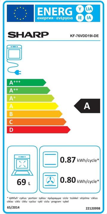 Energy Label Sharp KF-76VDD19W-DE Glass ceramic with timer