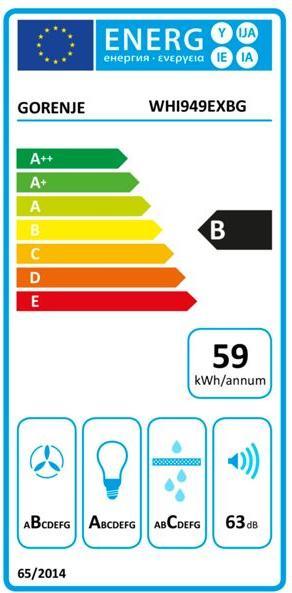 Energie-Label Gorenje WHI949EXBG Kaminhaube (Wandhaube)