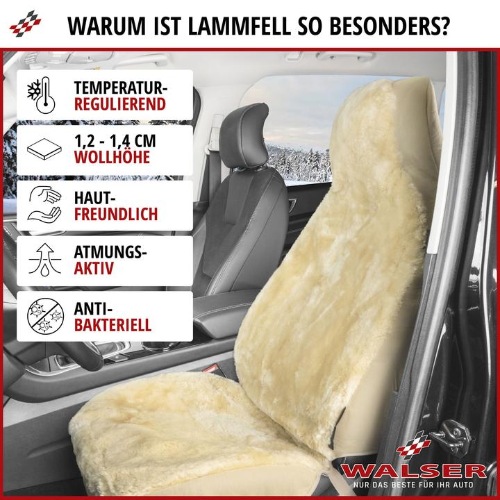 Produktbild Walser Autositzbezug Zoya aus Lammfell Einzelsitz Highback Zipp-It beige