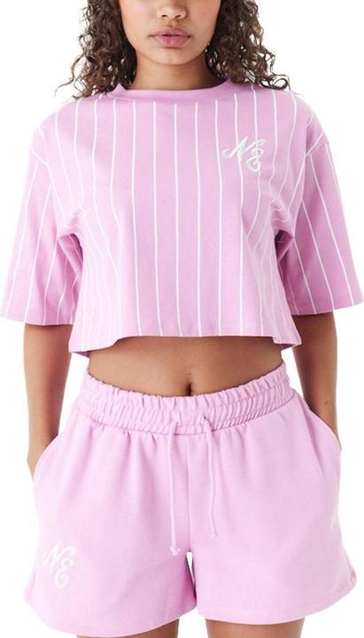New Era Ladies Cropped Pinstripe Top pink - L (L)