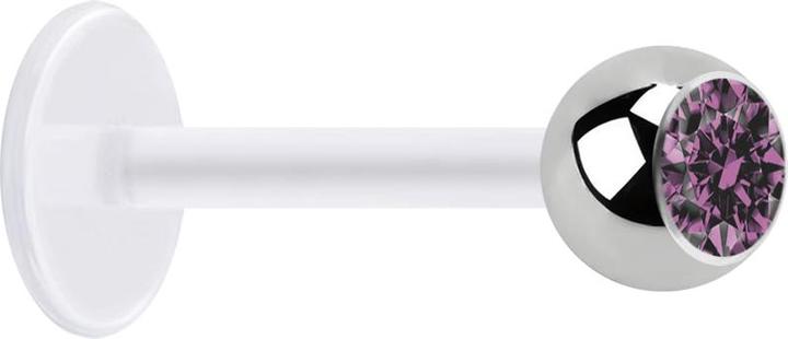 Produktbild Star Piercing Micro Labret transparent mit Kugel silber und Kristall hellviolett (ohne Messing, Chirurgenstahl 316L, Bioflex)