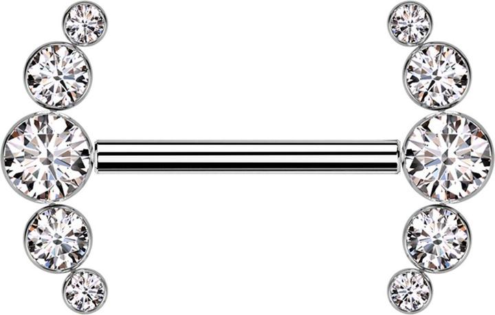 Actual product image Star Piercing Threadless Barbell silver front five crystals silver (Titanium G23, without brass)