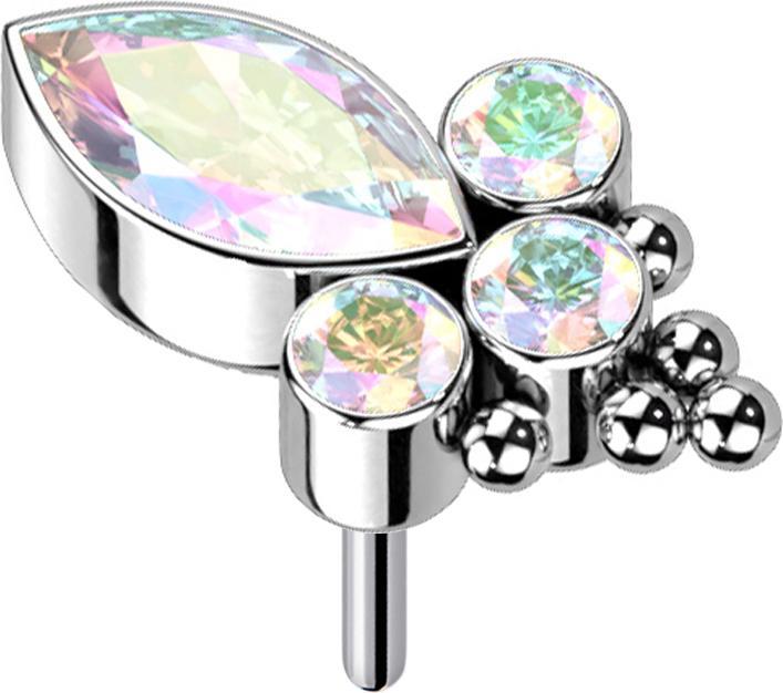 Produktbild Star Piercing Ovaler Kristall multicolor und drei Kristalle multicolor (Titan G23, ohne Messing)