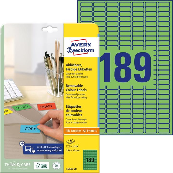 Actual product image Avery Organizational labels green