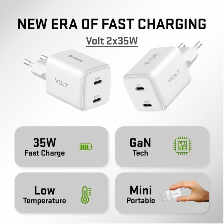Produktbild Yenkee USB-C Ladegerät 2x18W 3A Power Delivery 3.0 QC3.0 Weiss (35 W)