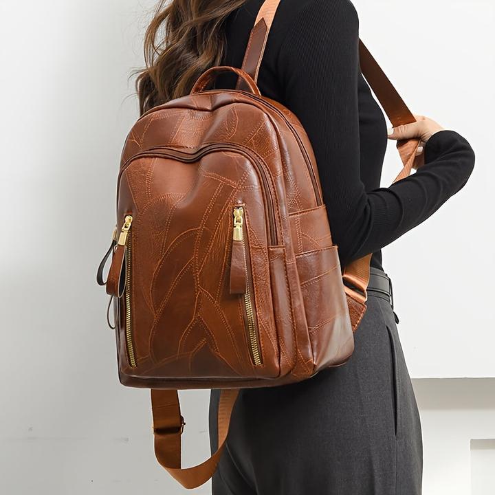 Actual product image Only-Bags.Store Retro textured backpack, fashion PU leather daypack, casual layered school bag for travelling (26 l)