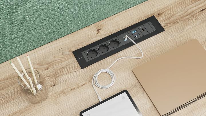 Immagine prodotto IB Connect Presa INTRO2.0 nera 2x tipo 13 1x USB-C 60W 1x RJ45 1x HDMI (2 x, USB-C, HDMI, RJ45, Tipo 13, 0.30 m)
