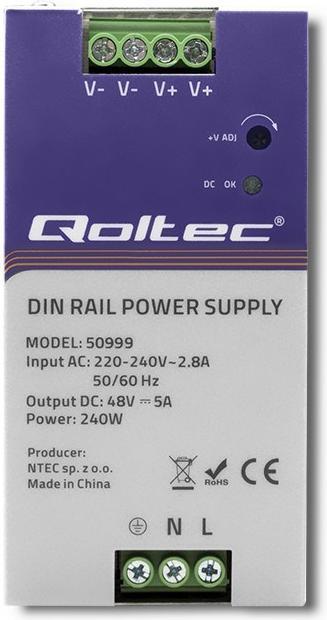 Immagine prodotto Qoltec 50999 Alimentatore per guida DIN 240W (240 W)