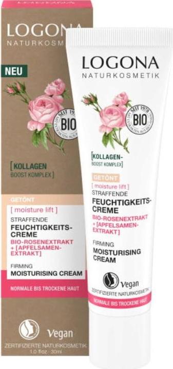 Logona MOISTURE LIFT Getönte Feuchtigkeitscreme Bio-Damaszener Rose Creme (30 ml, Getönte Tagescreme)
