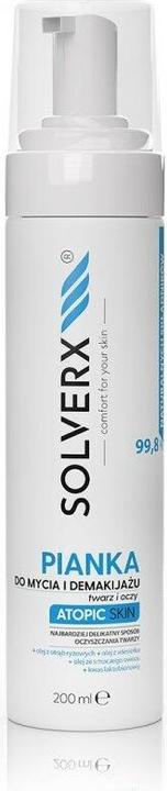 Solverx Atopic Skin Face Cleanser And Make-Up Removal Foam And Eyes For Atopic Skin 200Ml (Schaum, 200 ml)